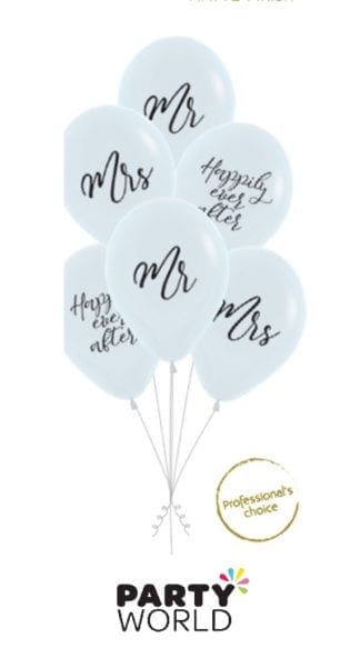 mr & mrs happily ever after latex balloons