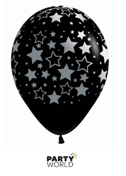 stars on black balloons