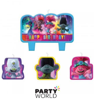 trolls party candle set