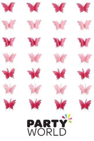 Pink Butterfly 3D Paper Garland String (2.8m)