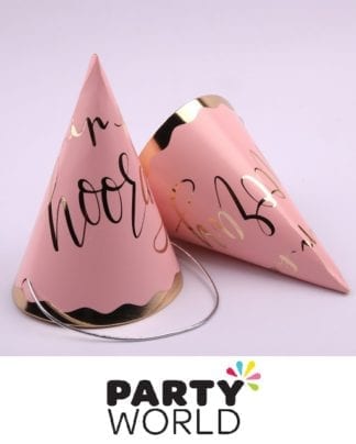 Pink Hip Hooray Cone Party Hats (4)