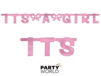 its a girl baby shower banner pink