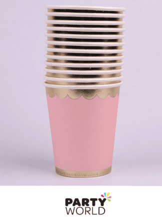 pink gold paper cups