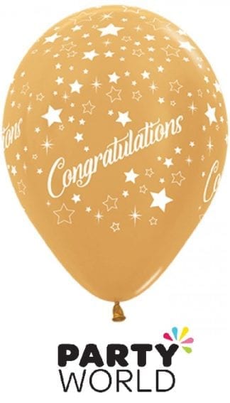 Congratulations Stars Metallic Gold Latex Balloons (6)