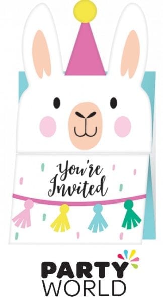 Llama Party Folding Card Invitations (8)