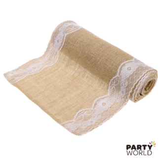 hessian lace table runner