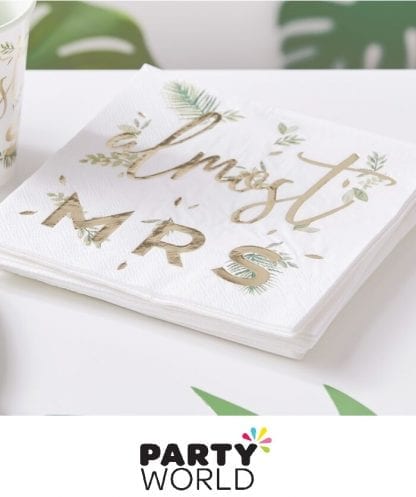 Hens Party Almost Mrs Botanical Foiled Gold Paper Napkins (16)