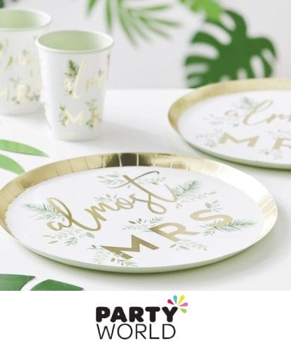 Hens Party Botanical Foiled Gold Paper Plates (8)
