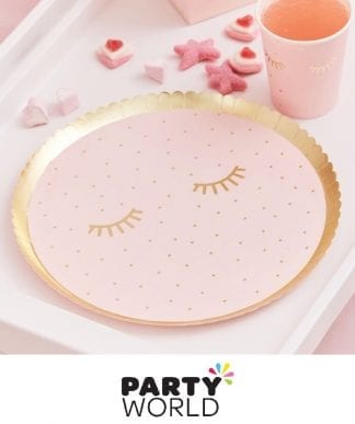 Pamper Party Pink Gold Foiled Sleepy Eye Paper Plates (8)