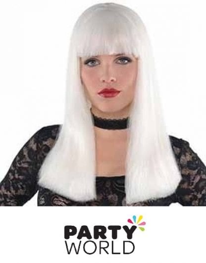 Wig - Long Platinum White Glow In The Dark Electra Ladies Wig