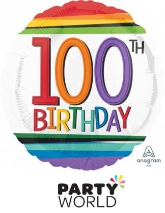 100th Birthday Helium Rainbow Foil Balloon