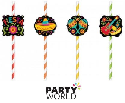 Fiesta Party Paper Straws With Cutouts (12)