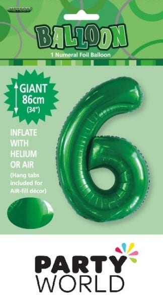 Giant Emerald Green Foil Number Balloon - 6