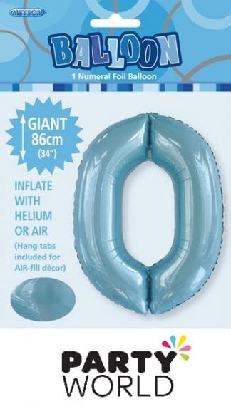 Giant Powder Blue Foil Number Balloon - 0