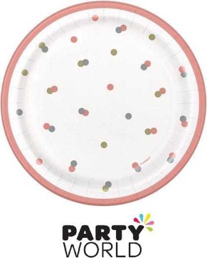 Rose Gold Dots 7inch Paper Plates (8)