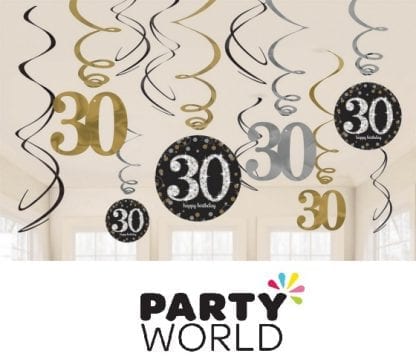 Sparkling Celebration 30th Birthday Swirl Decorations (12pk)
