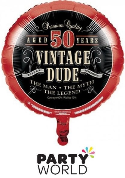 Vintage Dude 50th Round Foil Balloon