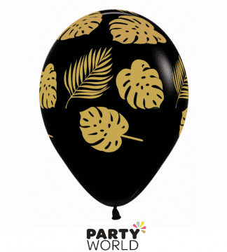 black & gold palm leaves balloons