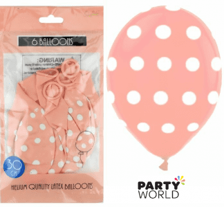 coral polka dot balloons