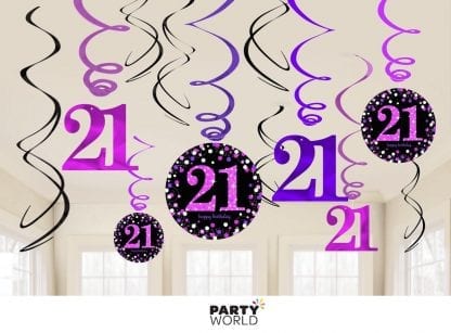 21st pink celebration swirls decoration