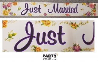just married foil banner floral
