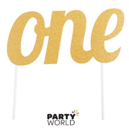 one gold paper cake topper