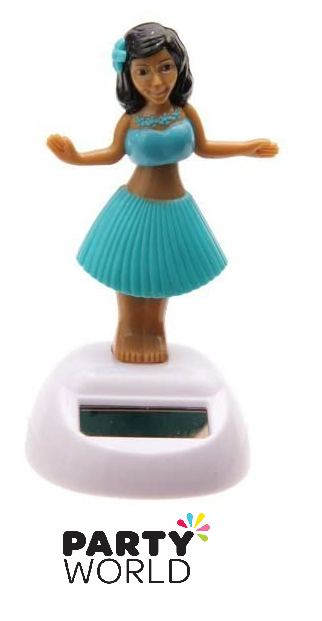 Solar Toy Hula Girl in Teal Dress Home Decor Holiday Gift 