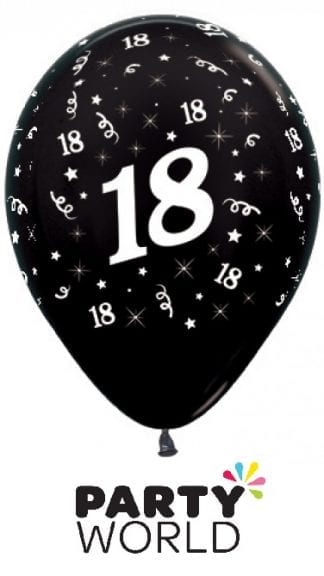 18th Metallic Black Latex Balloons (6)