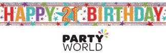 21st Birthday Holographic Multicoloured Banner 2.7m