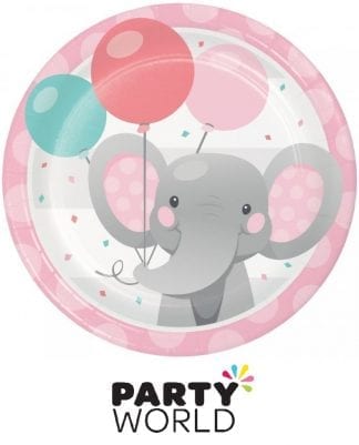 Elephant Pink Paper 7inch Plates (8pk)