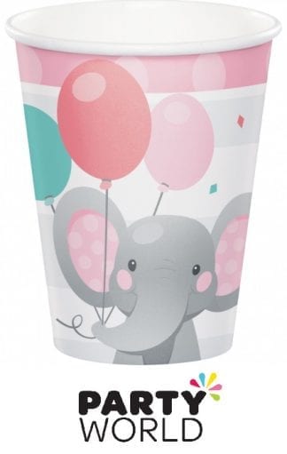 Elephant Pink Paper Cups 266ml (8pk)