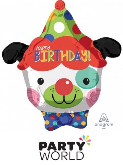 Happy Birthday Clown Dog Party Foil Balloon