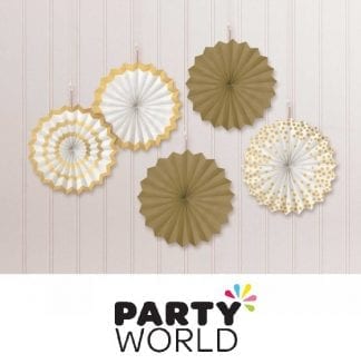 Mini Paper Fans Gold Hot Stamped Hanging Decorations (5)