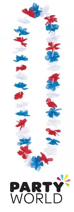 Red, White And Blue Patriotic Flower Leis (12)