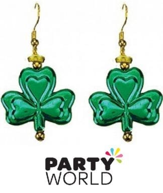 St Patricks Day Shamrock Dangling Earrings