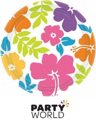 Tropical Hibiscus Party 7inch Paper Plates (8)