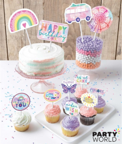 girly rainbow cake topper
