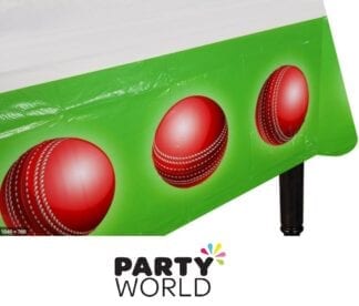 Cricket Party Red Ball Plastic 137cm x 183cm Tablecover