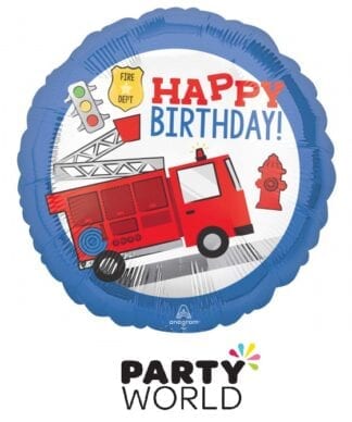 First Responders Fire Truck Party Happy Birthday Foil Balloon
