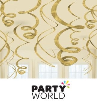 Gold Party Hanging Foil Swirls (12pk)