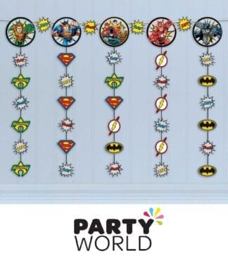 Justice League Heroes Unite Party Hanging String Decorations