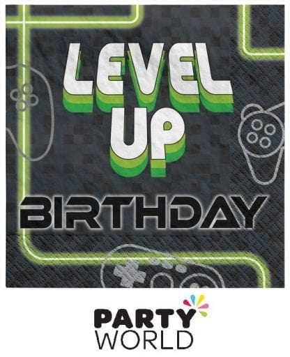 Level Up Gaming Birthday Luncheon Paper Napkins (16)