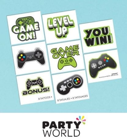 Level Up Party Gaming Tattoo Squares (8)