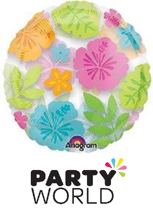 Tropical Hibiscus Flower Party Magicolour Clear Balloon