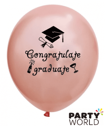 rose gold graduation balloons