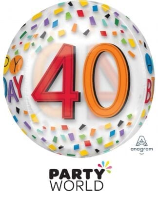40th Birthday Transparent Orbz Helium Fillable Balloon