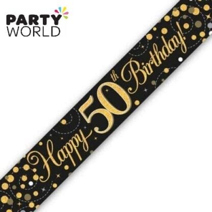 50th birthday black & gold banner