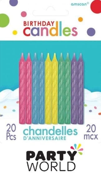 Birthday Cake Candles Spiral Pastel Assorted (20)