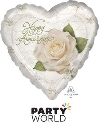 Happy Anniversary Petals And Pearls 22cm Foil Balloon