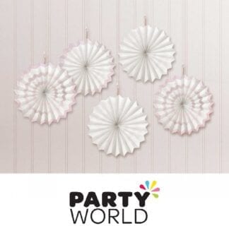 Mini Paper Fans White Hot Stamped Hanging Decorations (5)